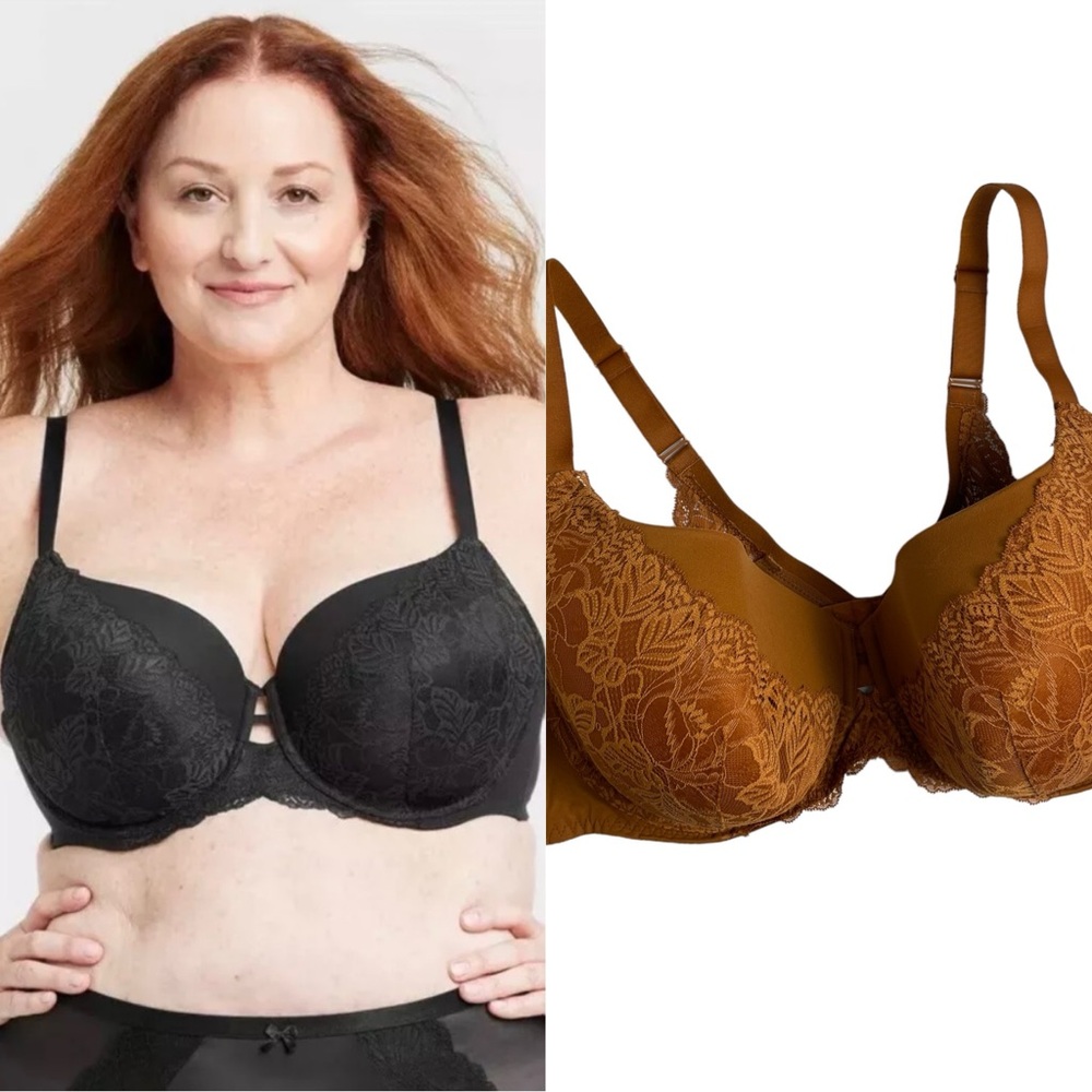 Auden NWT Women's Plus Size Brown Lightly Lined Balconette Underwire Bra 46DD